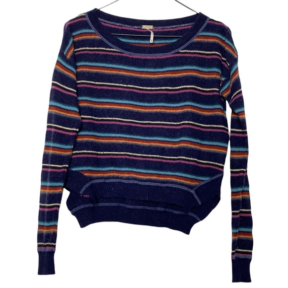 Free People Beach Wool Blend Knit Multicolor Striped Sweater Size XS - Picture 1 of 5